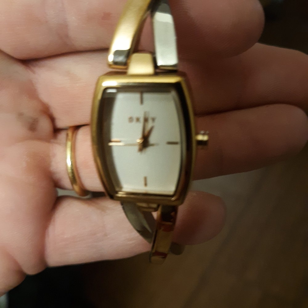 DKNY rose gold and stainless steel watch